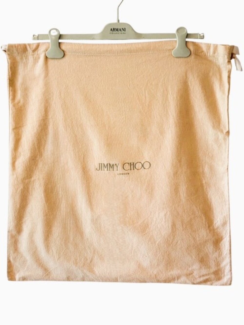 Jimmy Choo London Cream Ivory Flannel Cotton Shoe Boot Dust Bag Pouch 21" x 23"